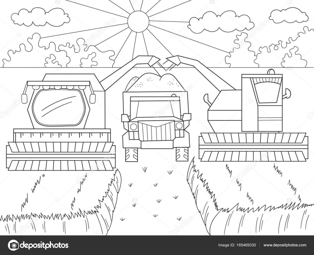 Traktor i kombajn kolorowanki